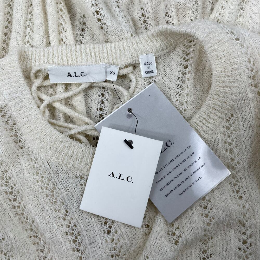 ALC Miguel Back Lace Up Pullover Sweater Cream Beige Size XS - Picture 11 of 11